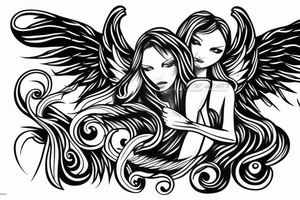 angel and devil tattoo idea
