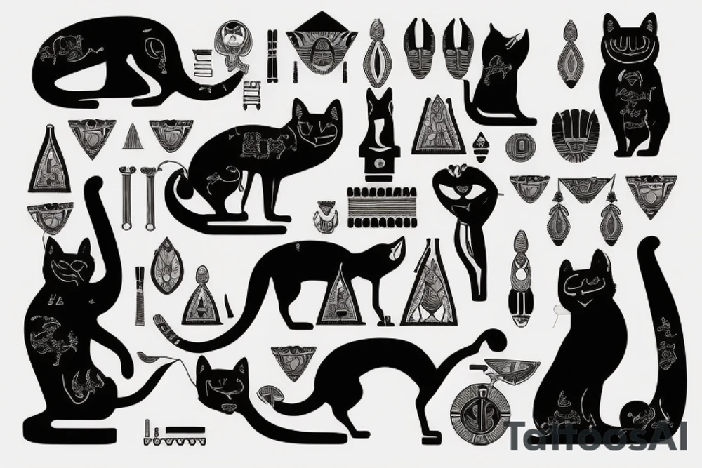 A lucky Egyptian black cat tattoo idea