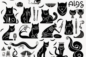 A lucky Egyptian black cat tattoo idea