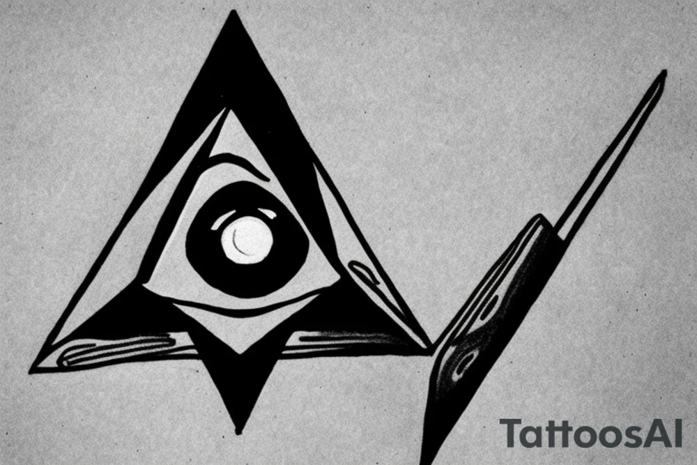 The third eye in a triangle with lights coming out of the eye tattoo idea