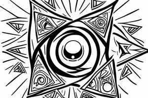 The third eye in a triangle with lights coming out of the eye tattoo idea