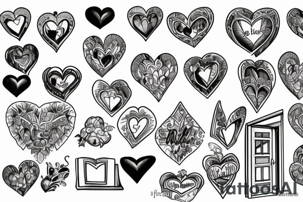 Heart, Window, Door, Book tattoo idea