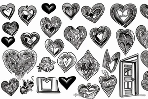 Heart, Window, Door, Book tattoo idea