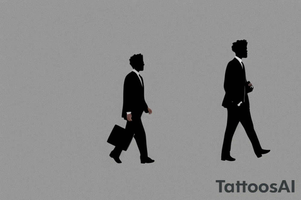 A man in a suit is walking to work. He has a briefcase in his right hand. A giant boulder is covering his waist up to the top of his head tattoo idea A man in a suit is walking to work. He has a briefcase in his right hand. A giant boulder is covering his waist up to the top of his head tattoo idea