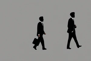A man in a suit is walking to work. He has a briefcase in his right hand. A giant boulder is covering his waist up to the top of his head tattoo idea