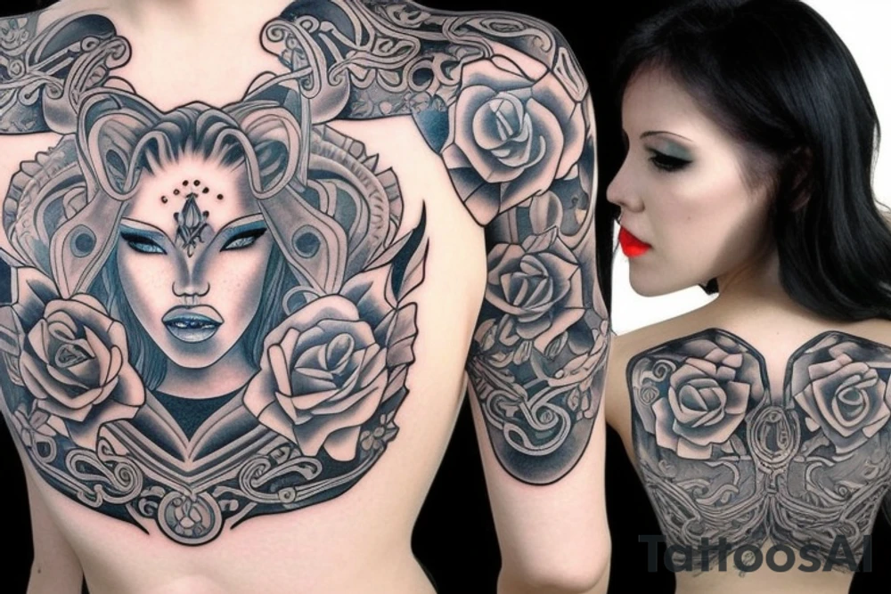 Sexy Fae woman bondage tattoo idea