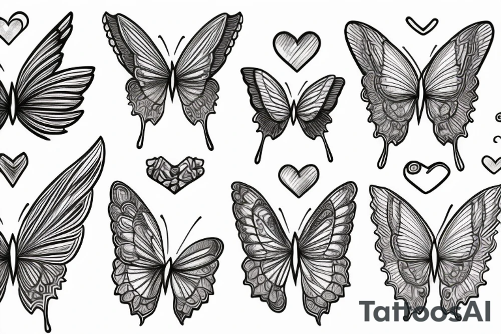 wings, girl, heart, butterfly, tattoo idea
