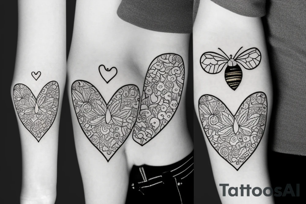 bee, pumpkin, love heart sweet tattoo idea