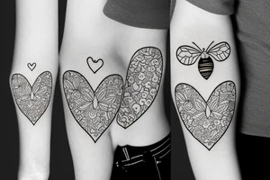 bee, pumpkin, love heart sweet tattoo idea