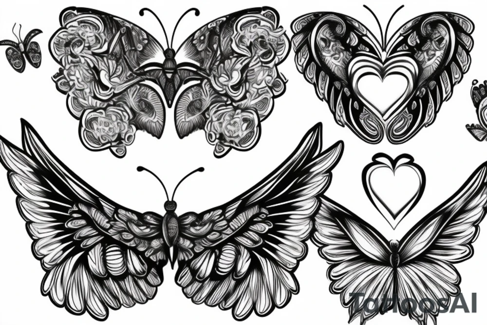 wings, girl, heart, butterfly, back tattoo tattoo idea