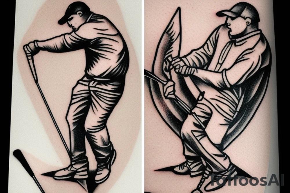 Golfer being stabbed tattoo idea