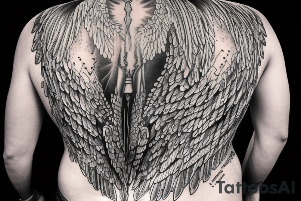 angel, man, back tattoo, tattoo idea