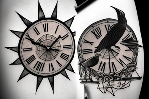 pyramid, clock, crows time tattoo idea