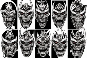 demon oni mask skull, intense, anime tattoo idea