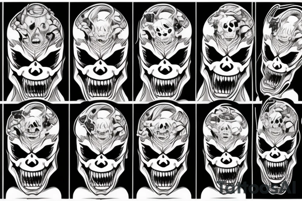 demon oni mask skull, intense, anime tattoo idea