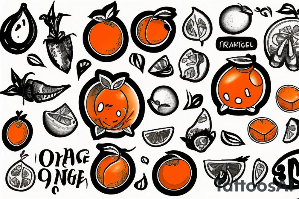 An Orange with a sticker tattoo idea