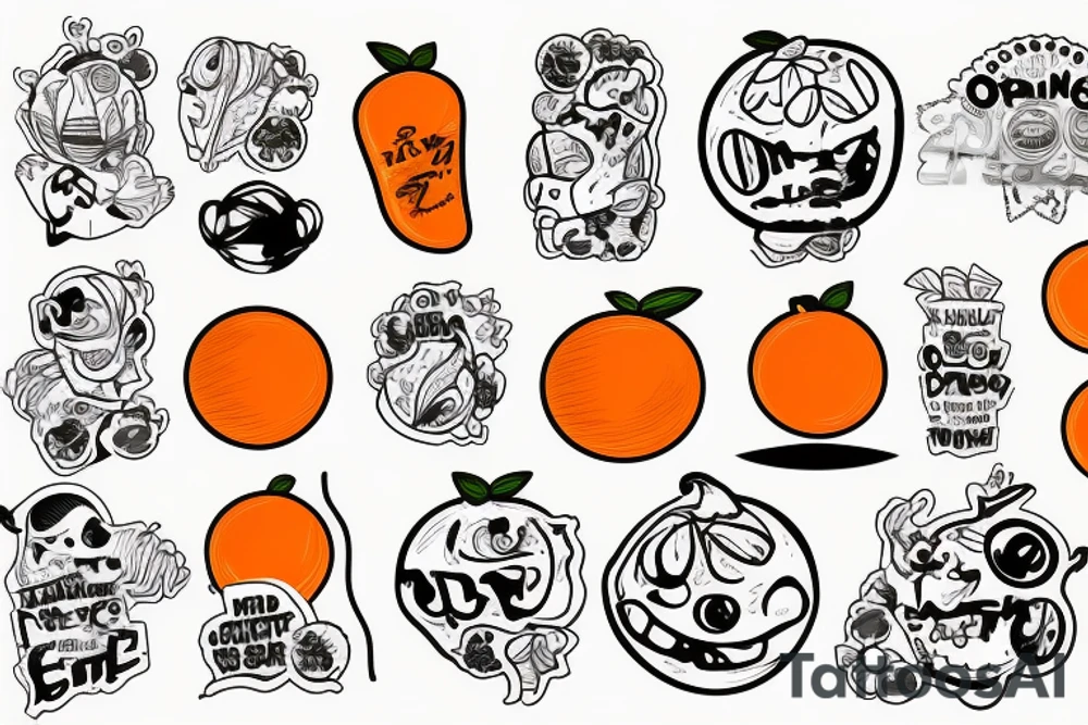 An Orange with a sticker tattoo idea