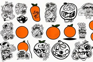 An Orange with a sticker tattoo idea