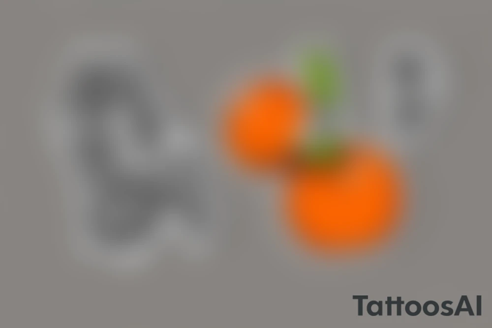 An Orange with a sticker with the letter R inside tattoo idea
