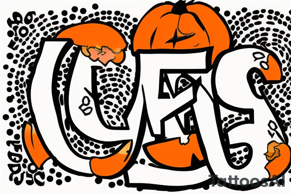 An Orange with a sticker with the letter R inside tattoo idea