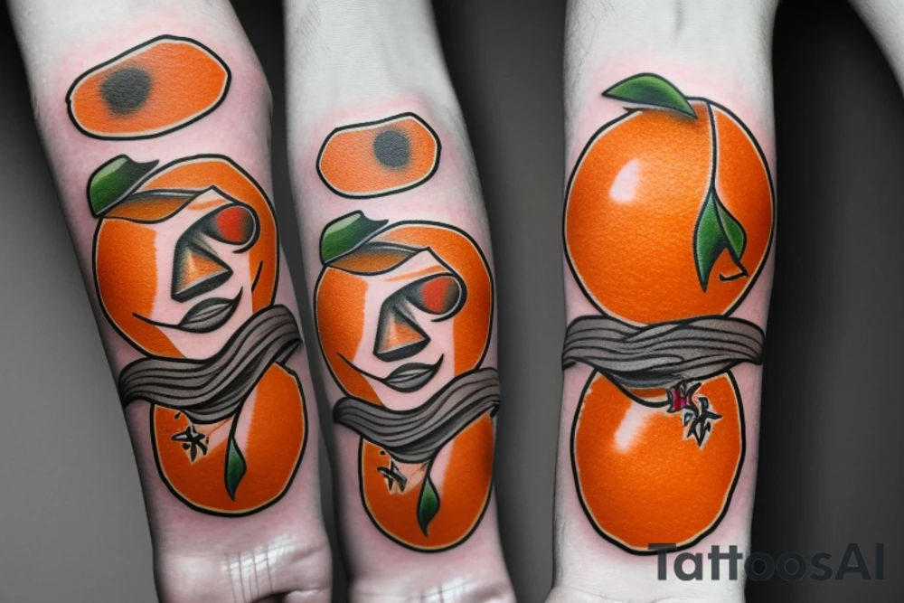 An Orange with a sticker tattoo idea