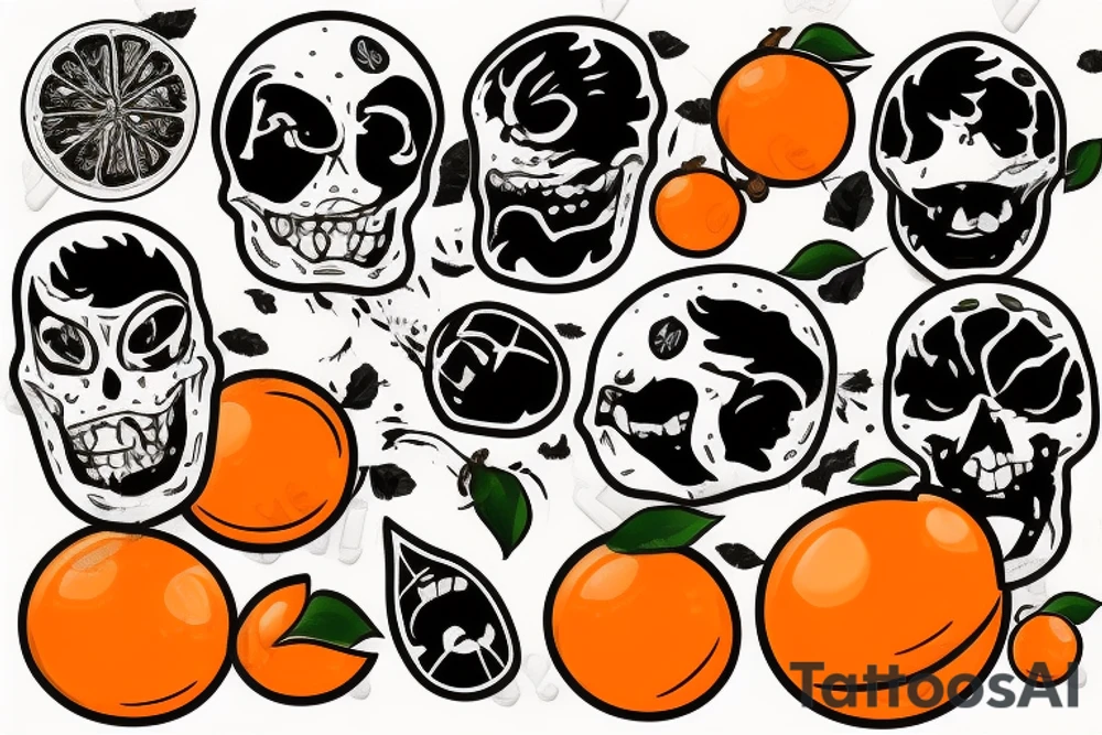 An Orange with a sticker tattoo idea