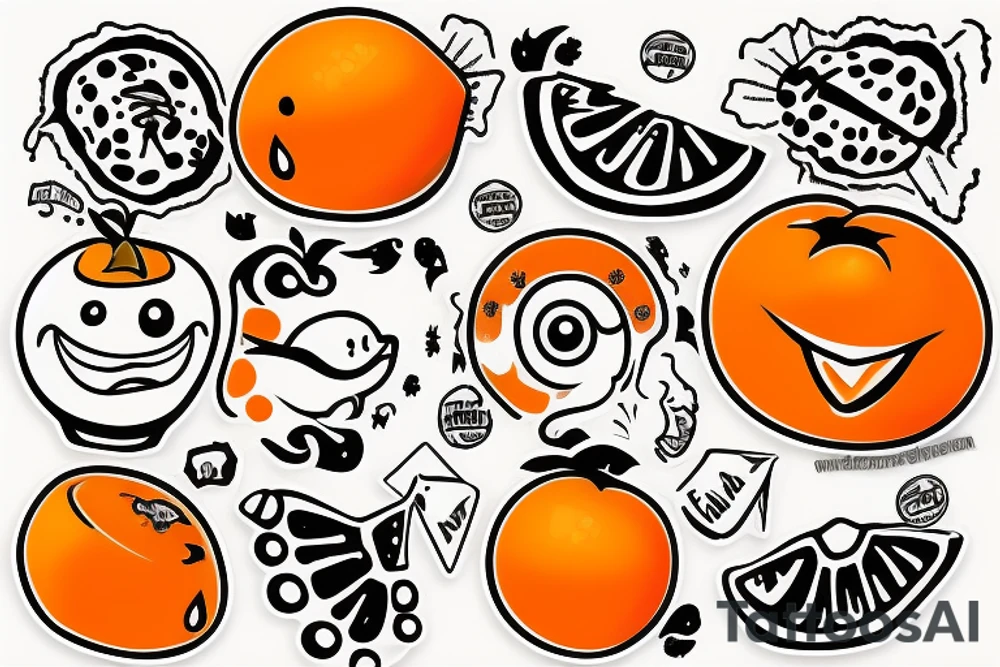 An Orange with a sticker tattoo idea