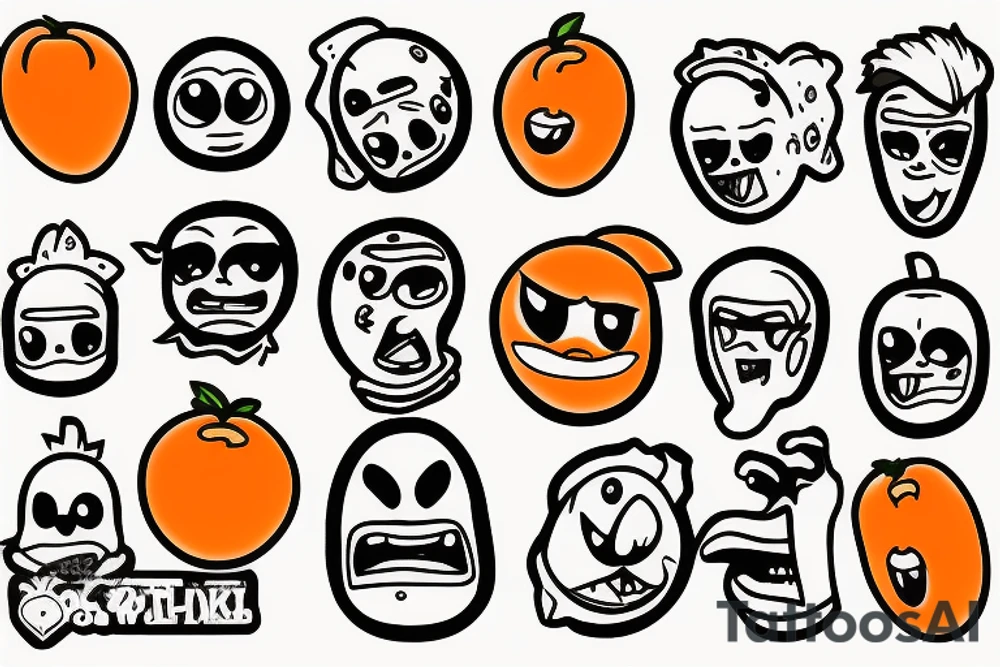 An Orange with a sticker tattoo idea
