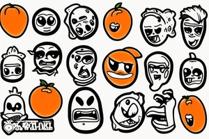 An Orange with a sticker tattoo idea