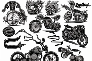 Wooden, Motorcycle, basketball, construction tattoo idea