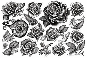 Rosa de los vientos con reloj de arena y mapa tattoo idea
