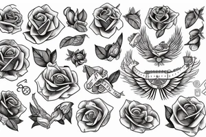 Rosa de los vientos con reloj de arena tattoo idea