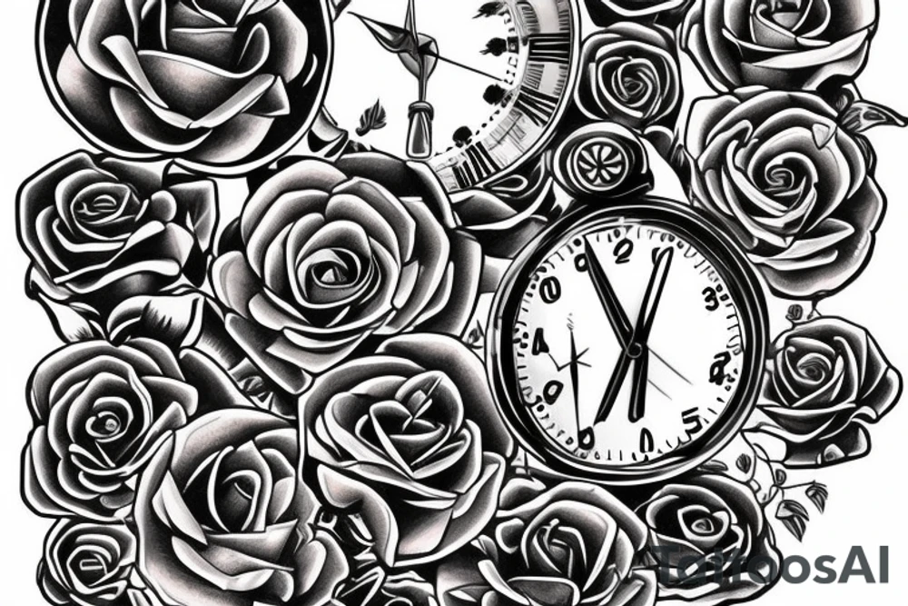 Rosa de los vientos con reloj de arena tattoo idea