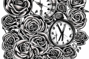 Rosa de los vientos con reloj de arena tattoo idea