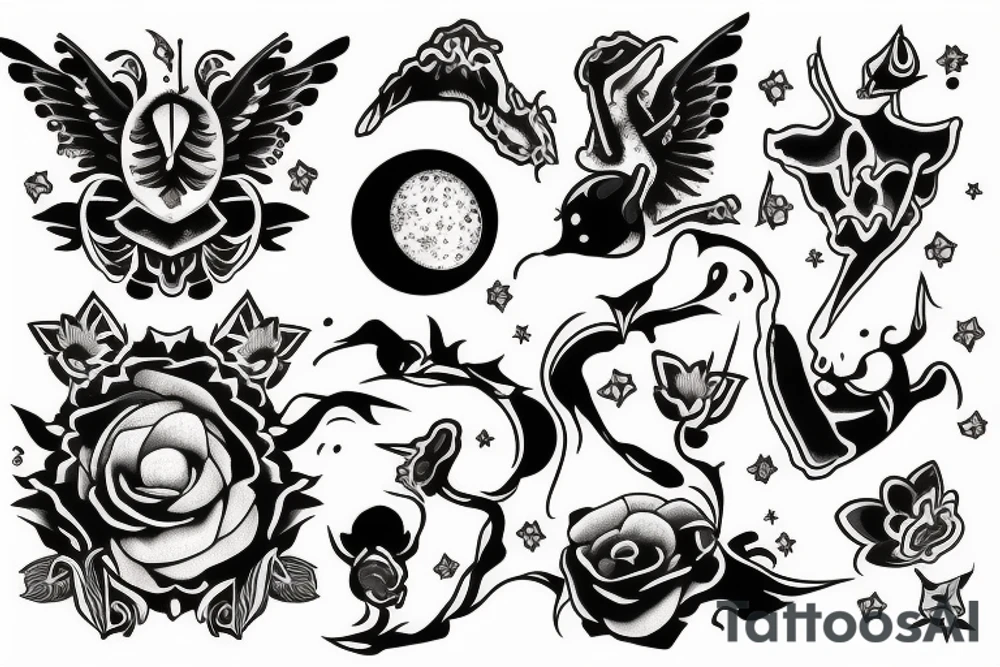 Something with sneak and moon tattoo idea