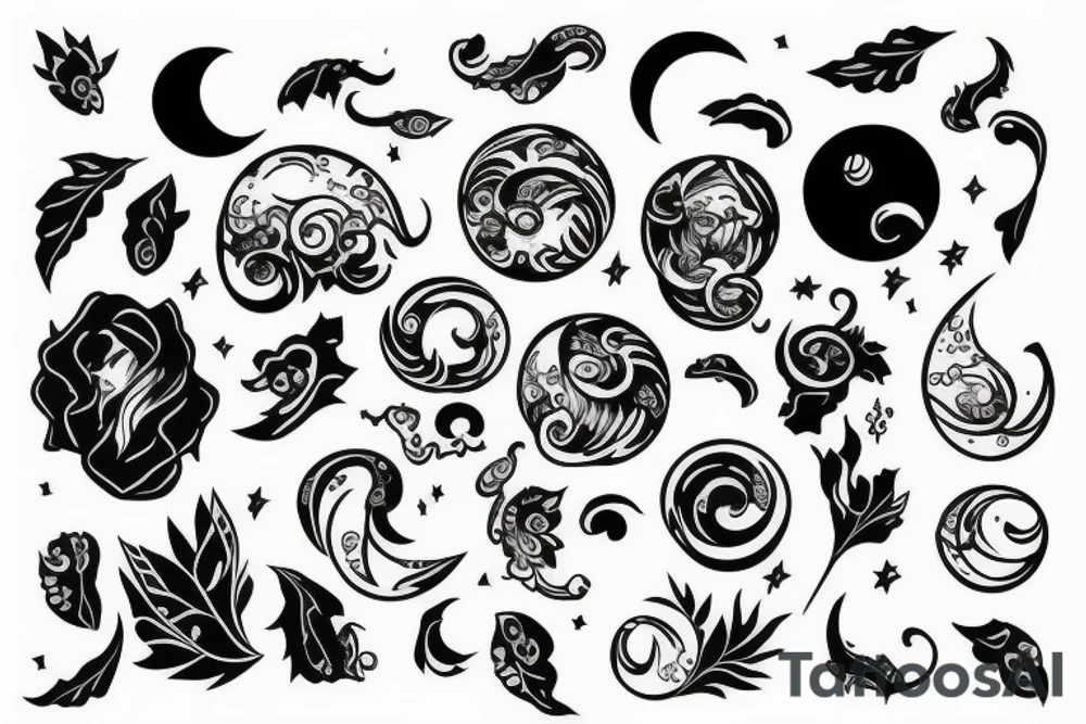 Something with sneak and moon tattoo idea