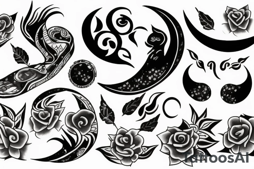 Something with sneak and moon tattoo idea