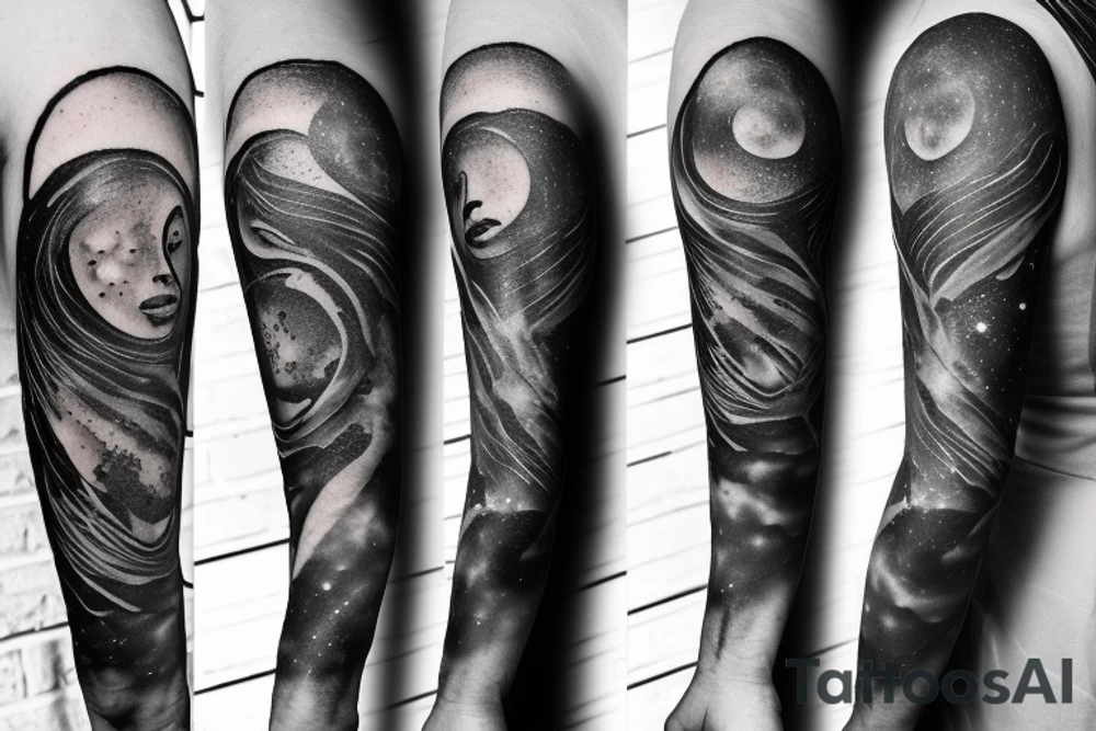 A humanoid cosmic entity has pieced themselves together and found beauty in the universe
lower forearm, small tattoo idea