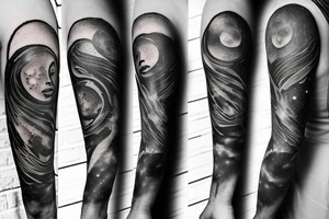 A humanoid cosmic entity has pieced themselves together and found beauty in the universe

lower forearm, small tattoo idea