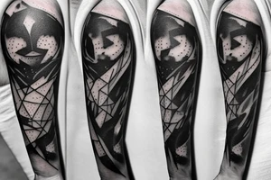 A humanoid cosmic entity has pieced themselves together and found beauty in the universe

lower forearm, small tattoo idea
