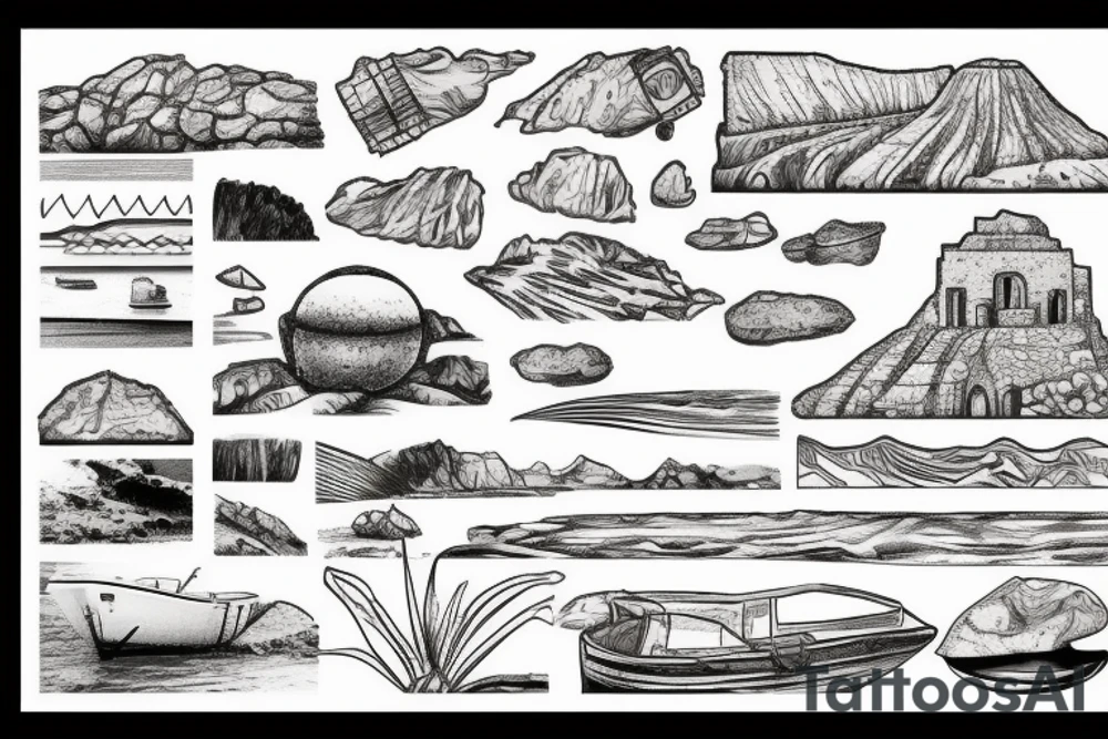 Stamp landscape of a beach in Crete greece tattoo idea
