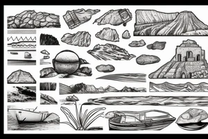 Stamp landscape of a beach in Crete greece tattoo idea