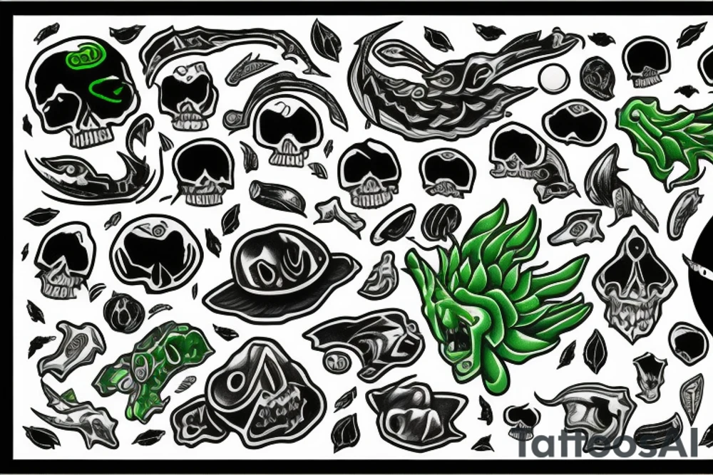 Green sneak with black moon tattoo idea