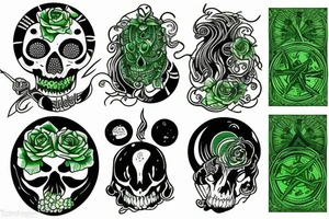 Green sneak with black moon tattoo idea