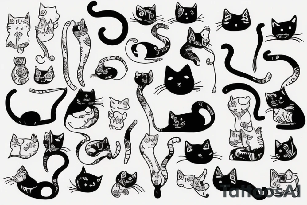 Simply line of cat tattoo idea