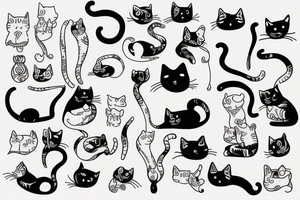 Simply line of cat tattoo idea