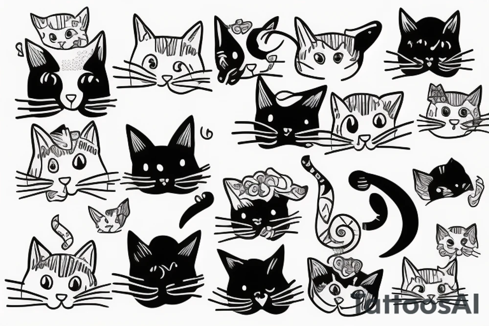 Simply line of cat tattoo idea