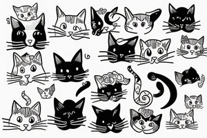 Simply line of cat tattoo idea