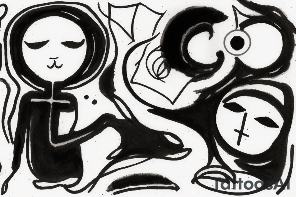 A humanoid cosmic entity has pieced themselves together and found beauty in the universe
calm waters and calm winds are here

on the fore arm small tattoo idea