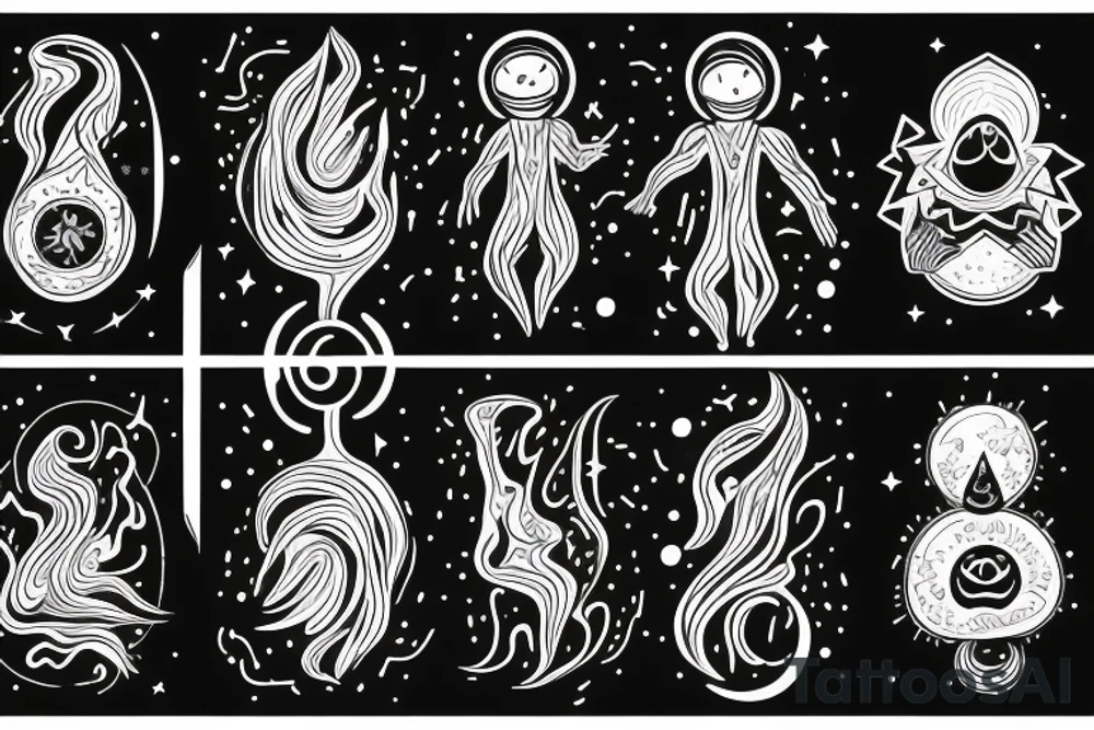 small forearm tattoo
A humanoid cosmic entity has pieced themselves together and found beauty in the universe
calm waters and calm winds are here tattoo idea